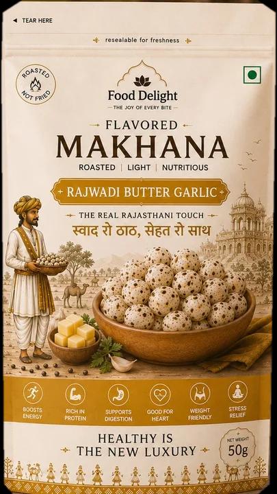 Rajwadi Butter Garlic Makhana pouch