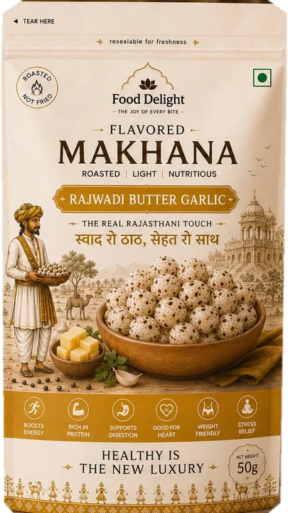 Rajwadi Butter Garlic Makhana pouch